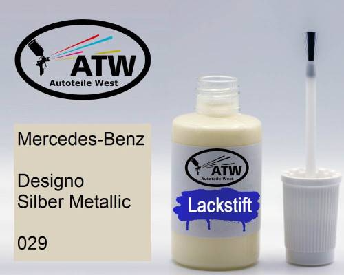 Mercedes-Benz, Designo Silber Metallic, 029: 20ml Lackstift, von ATW Autoteile West.